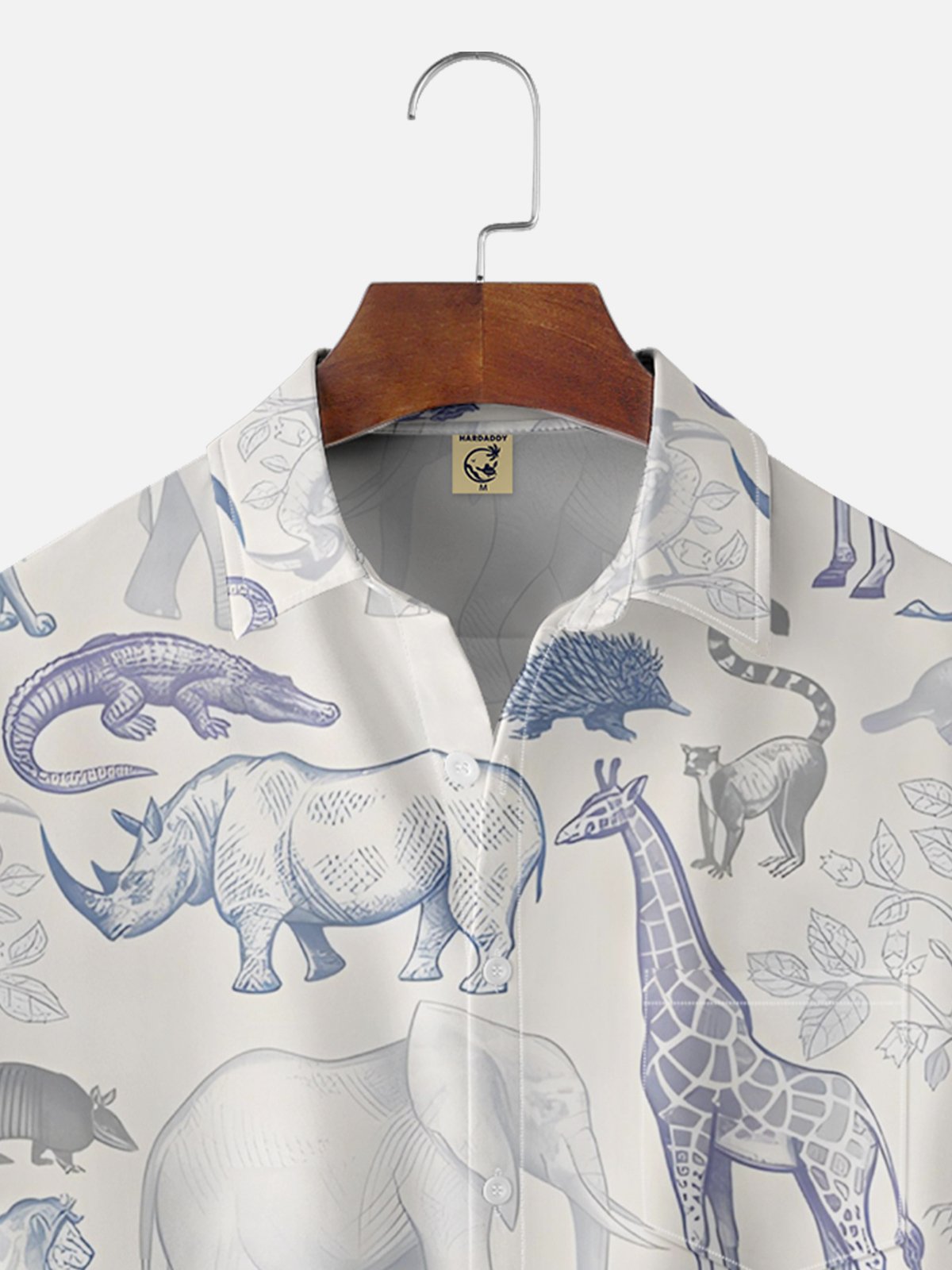 Moisture-wicking Animal Elephant Chest Pocket Casual Shirt