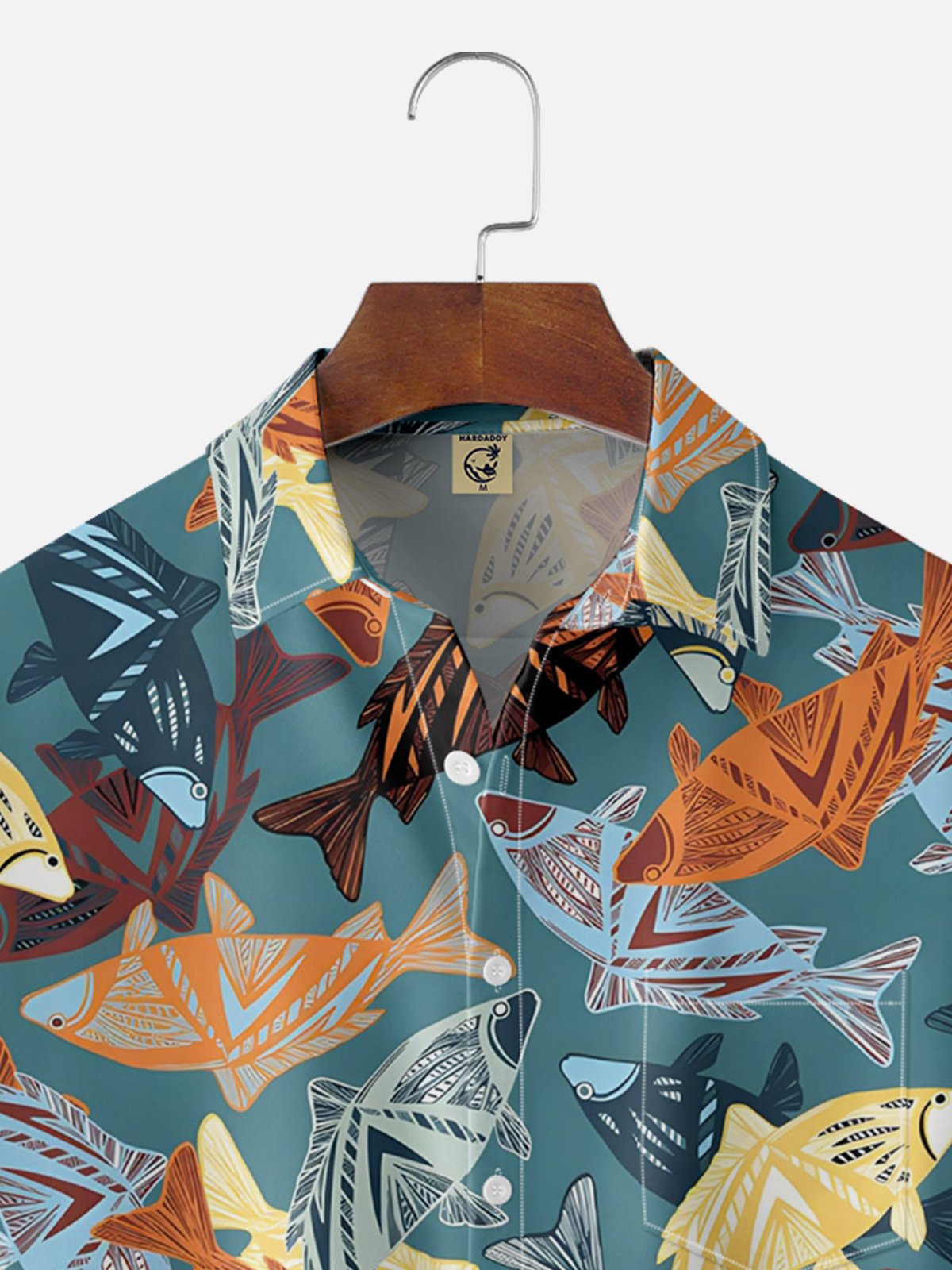 Moisture-wicking Sea Life Fish Chest Pocket Hawaiian Shirt