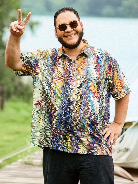 Hardaddy Moisture-wicking Art Ripple Disco Chest Pocket Hawaiian Shirt