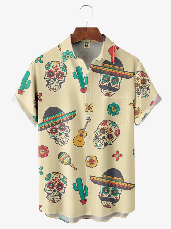 Moisture-wicking Cinco de Mayo Chest Pocket Hawaiian Shirt