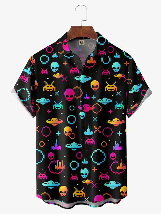 Hardaddy Moisture-wicking Breathable Alien Chest Pocket Resort Shirt