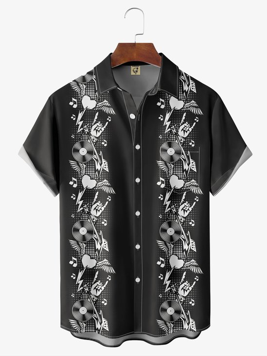 Hardaddy Moisture-Wicking Music Chest Pocket Bowling Shirt