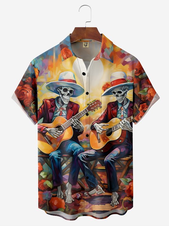 Hardaddy Moisture-wicking Mexican Music Chest Pocket Hawaiian Shirt