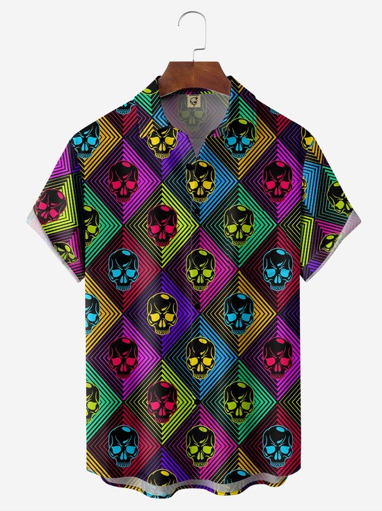 Hardaddy Moisture-wicking Rock Skull Chest Pocket Casual Shirt