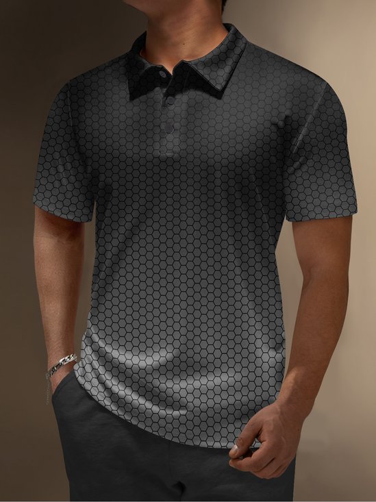 Moisture Wicking Golf Polo 3D Gradient Color Abstract Geometry