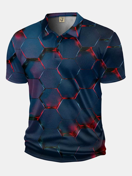 Moisture Wicking Golf Polo 3D Gradient Color Abstract Geometric