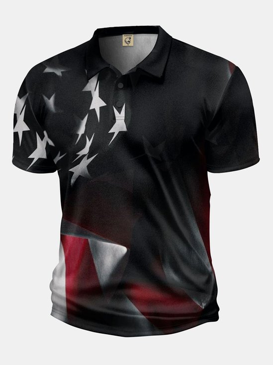 Moisture Wicking Golf Polo 3D Gradient Abstract American Flag