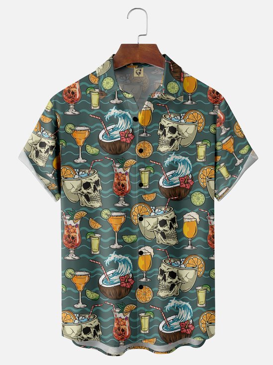 Moisture-wicking Cocktail Chest Pocket Hawaiian Shirt