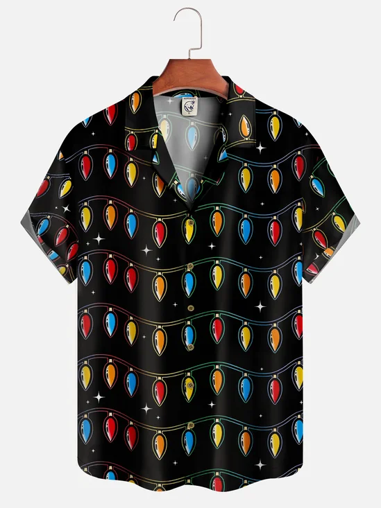 Moisture-wicking Christmas Light Aloha Shirt