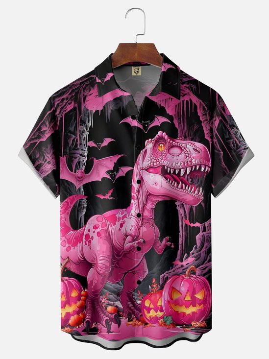 Moisture Wicking Halloween Bat Dinosaur Hawaiian Shirt