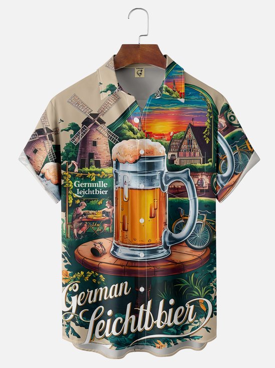 Moisture-wicking Munich Oktoberfest Beer Festival Chest Pocket Casual Shirt