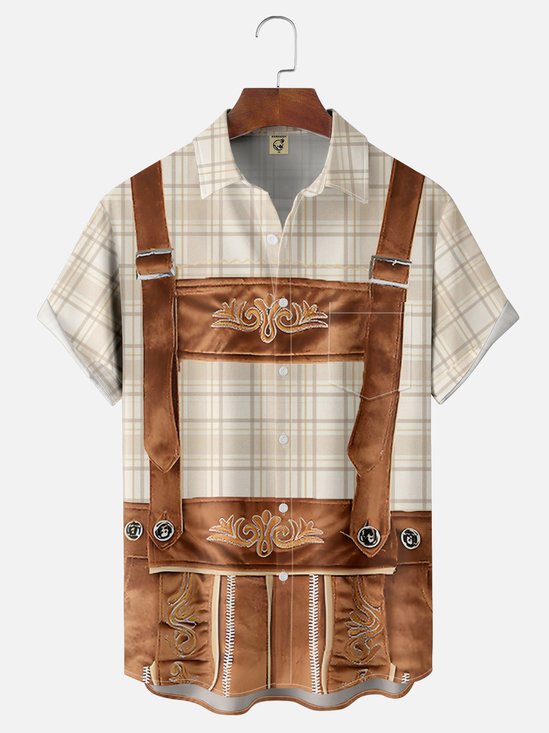 Moisture-wicking Oktoberfest Bartender Chest Pocket Hawaiian Shirt