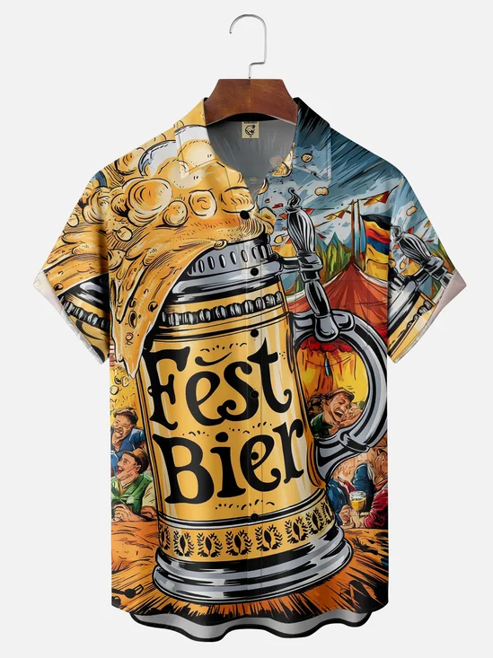 Moisture Wicking Oktoberfest Chest Pocket Hawaiian Shirt