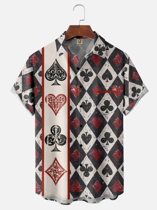 Moisture-wicking Paramount Playing Cards Chest Pocket Hawaiian Shirt