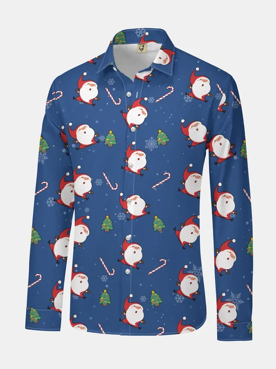 Christmas Santa Claus Regular Fit Long Sleeve Holiday Shirt