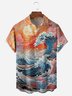 Ukiyo-e Wave Chest Pocket Short Sleeve Shirt