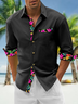 Hardaddy Cotton Plain Paneled Floral Long Sleeve Casual Shirt