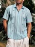 Tall Size Coconut Tree Print Short Sleeve Bowling Shirt