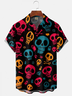 Hardaddy Men's Halloween Skull Print Casual Breathable Short Sleeve Shirt